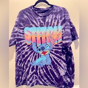Disney stitch tie dye t shirt size 1x purple multicolor